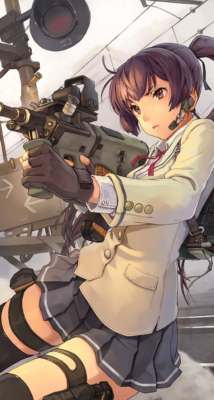 Cô gái anime dễ thương cầm súng