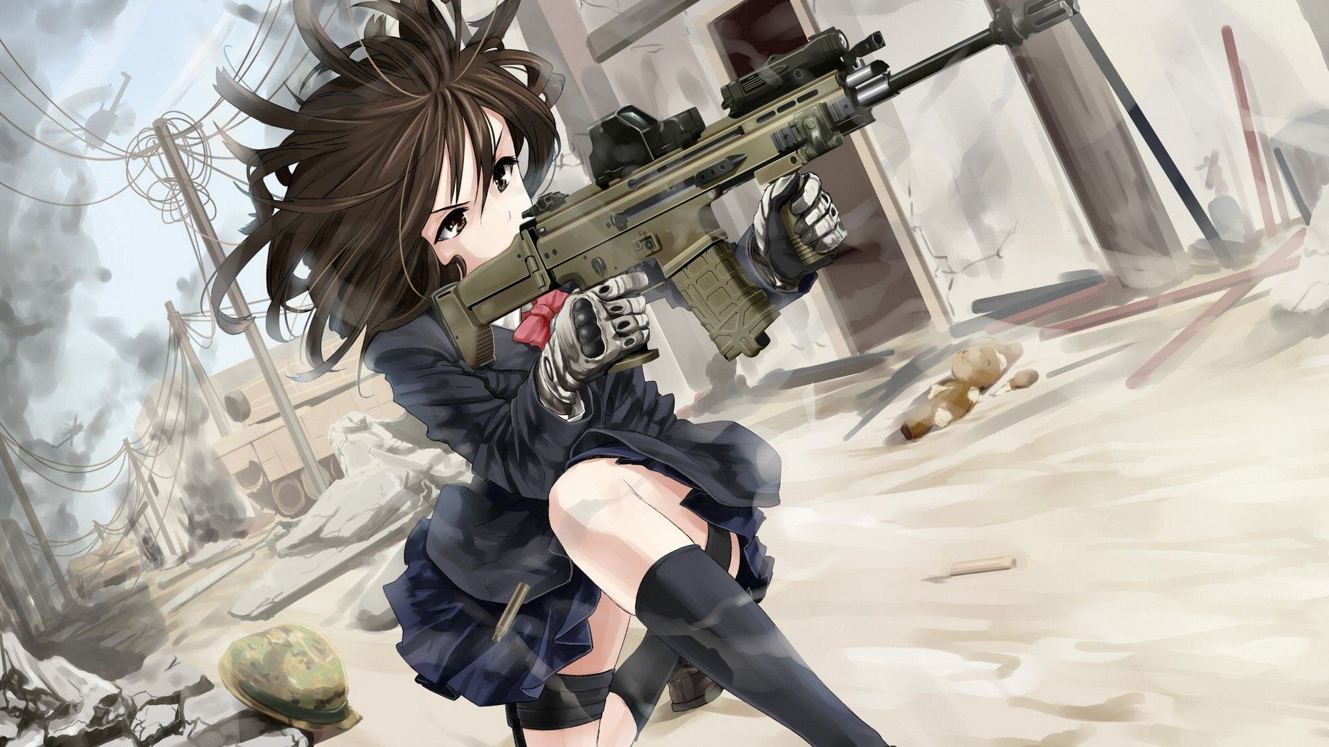 Hình ảnh anime nữ bắn súng xinh đẹp