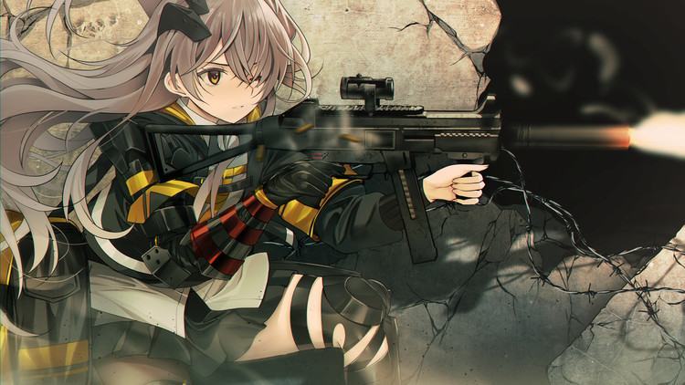 Hình nền anime girl cầm súng 4K cho máy tính