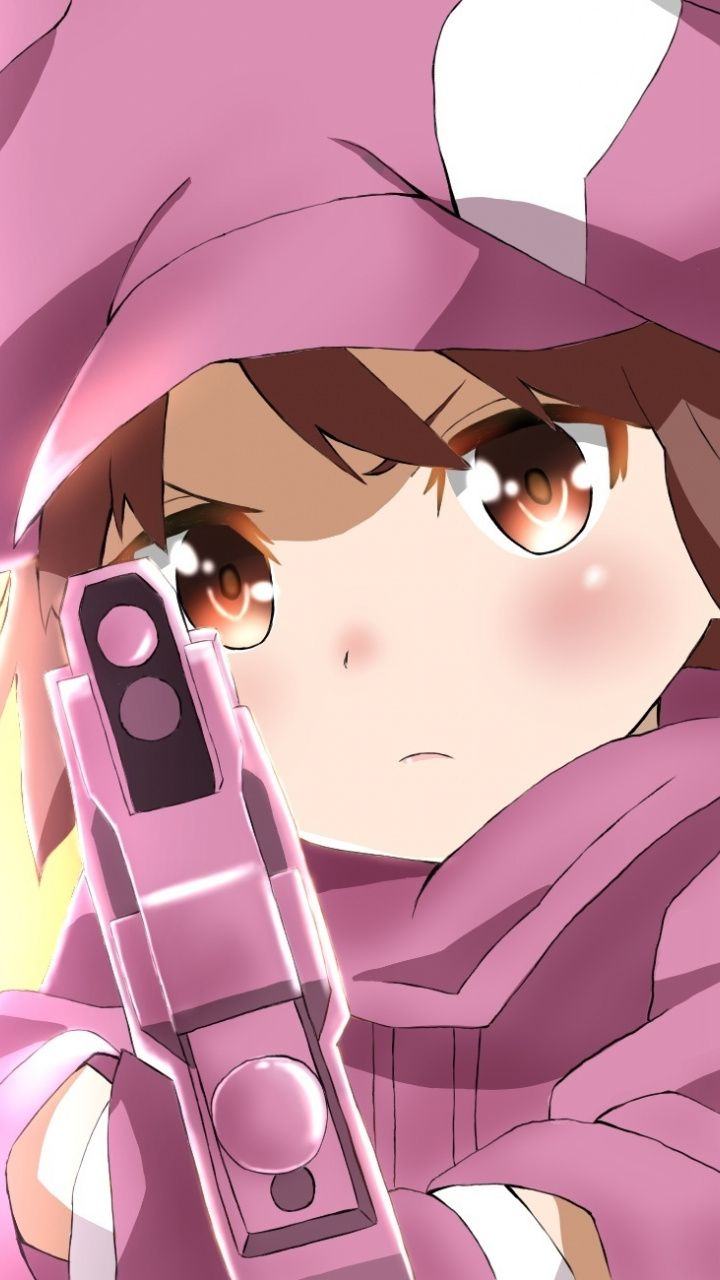 Hình nền Anime Girl xinh cầm súng HD cho điện thoại