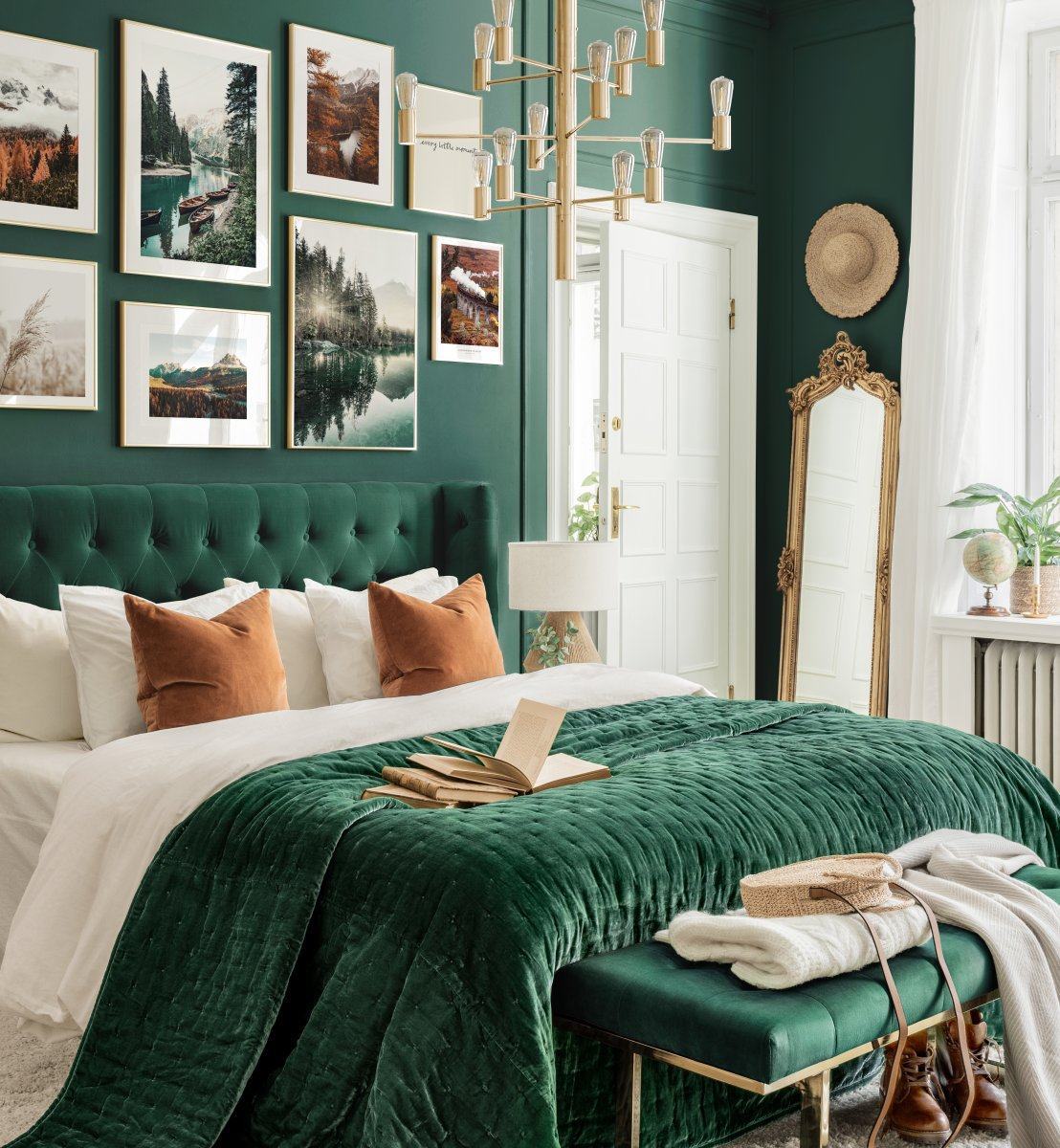 Mẫu phòng ngủ đẹp màu xanh đậm