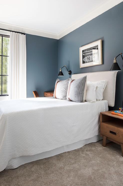 Thiết kế phòng ngủ màu xanh phong cách Châu Âu