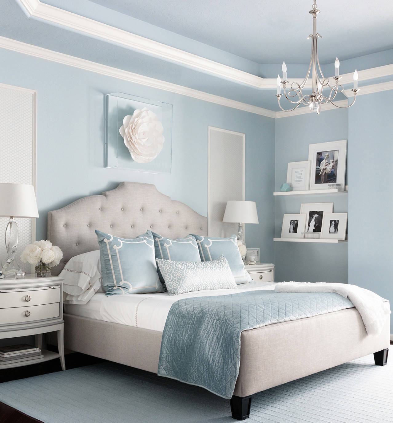 Thiết kế nội thất phòng ngủ màu xanh đẹp