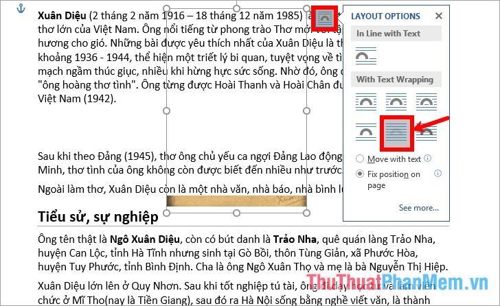 Chọn ảnh - icon Bố cục - Phía sau chữ