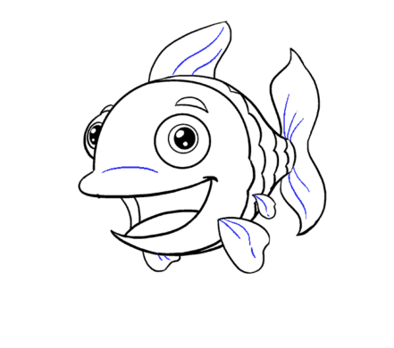 Cách vẽ con cá hoạt hình Bước 18