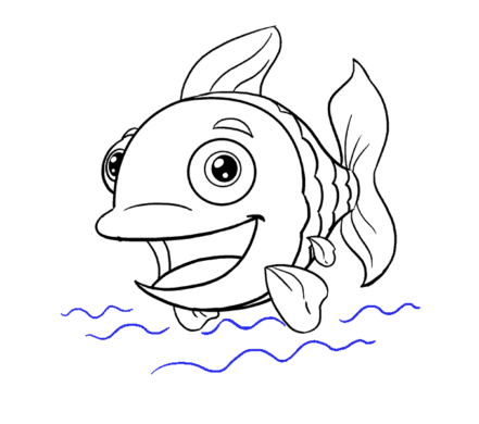 Cách vẽ con cá hoạt hình Bước 19