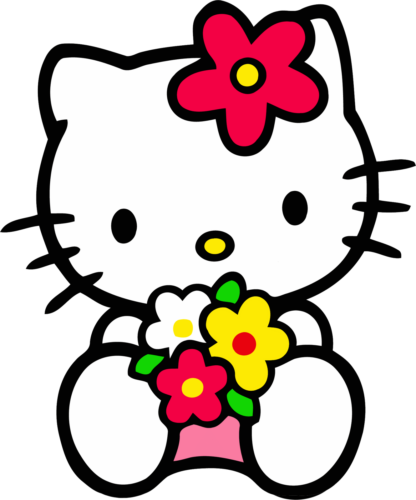 Hello Kitty nhìn bạn với những bông hoa
