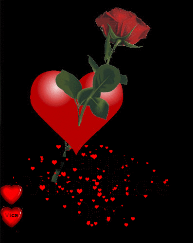 Hoạt hình tình yêu với trái tim và hoa hồng