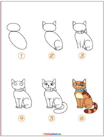 Cách Vẽ Con Mèo Đang Ngồi Đơn Giản Trong 6 Bước