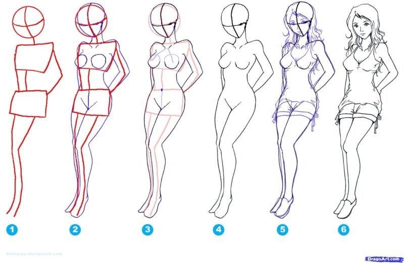 How to draw female anime full body slow drawing  YouTube