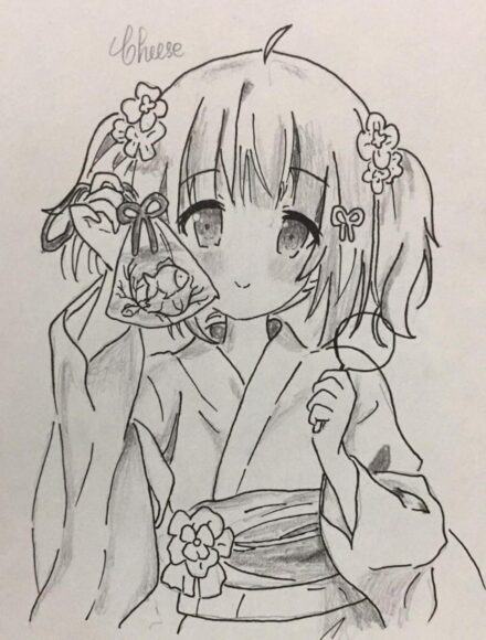 Vẽ anime girl dễ thương dễ thương bằng bút chì
