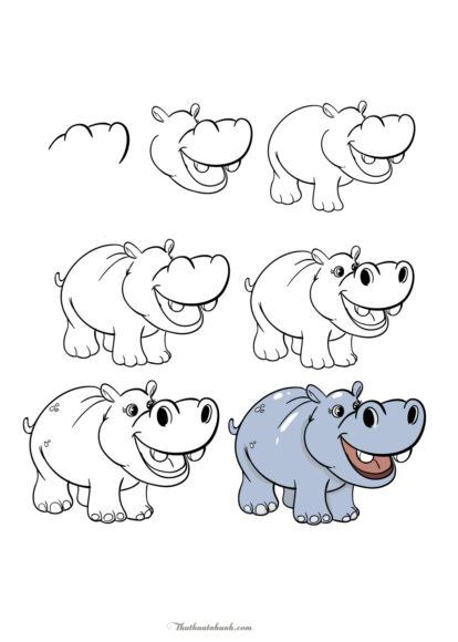How To Draw A Simple Animal - Rhino Drawing
