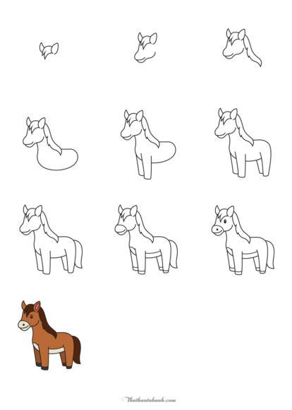 Cách Vẽ Con Vật - How to Draw Horses