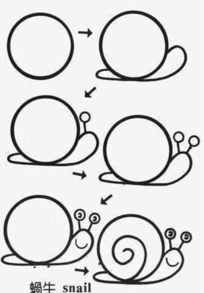 Cách vẽ con ốc sên đơn giản