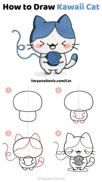 cách vẽ mèo chibi