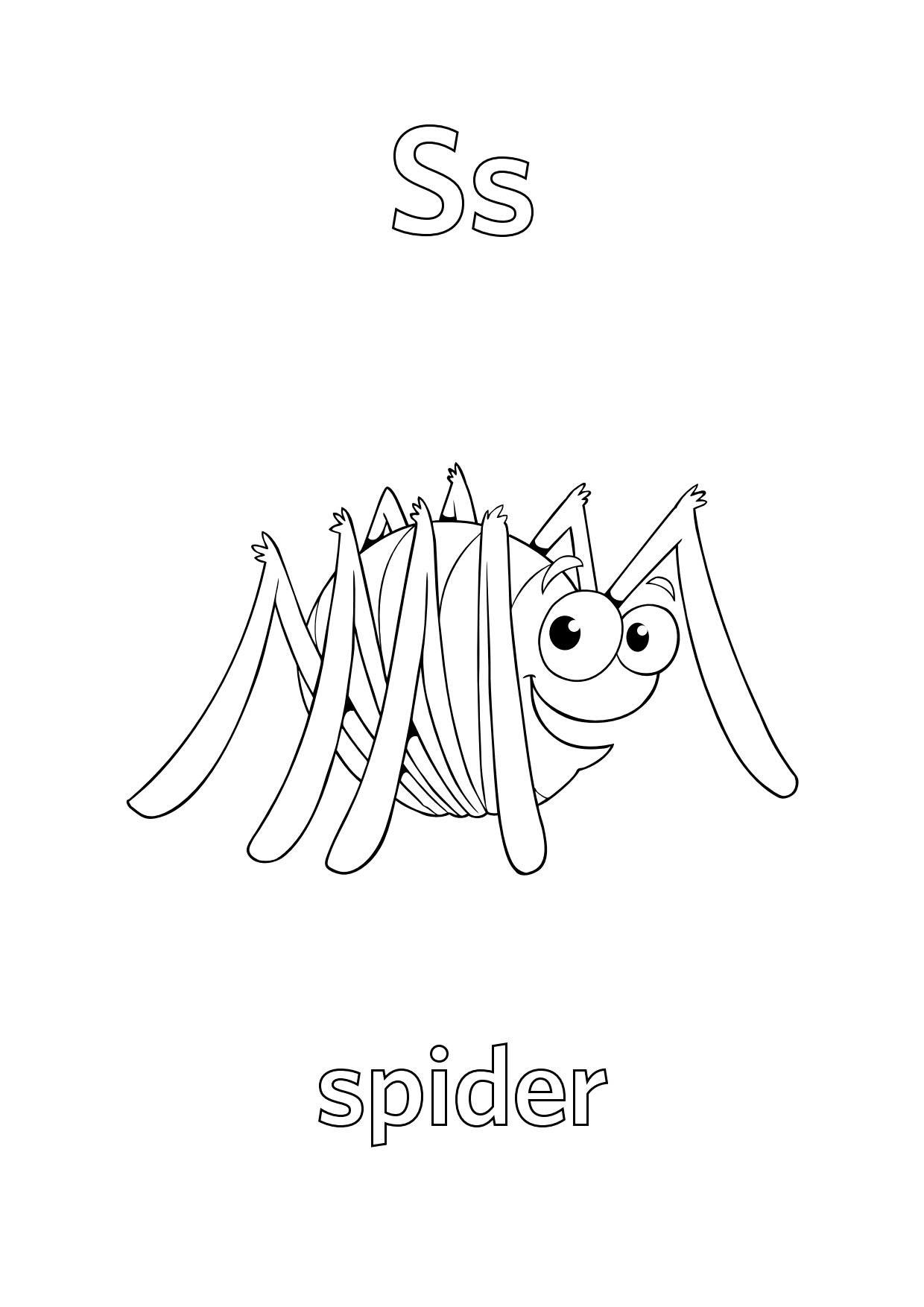 Tranh tô màu con nhện bằng chữ