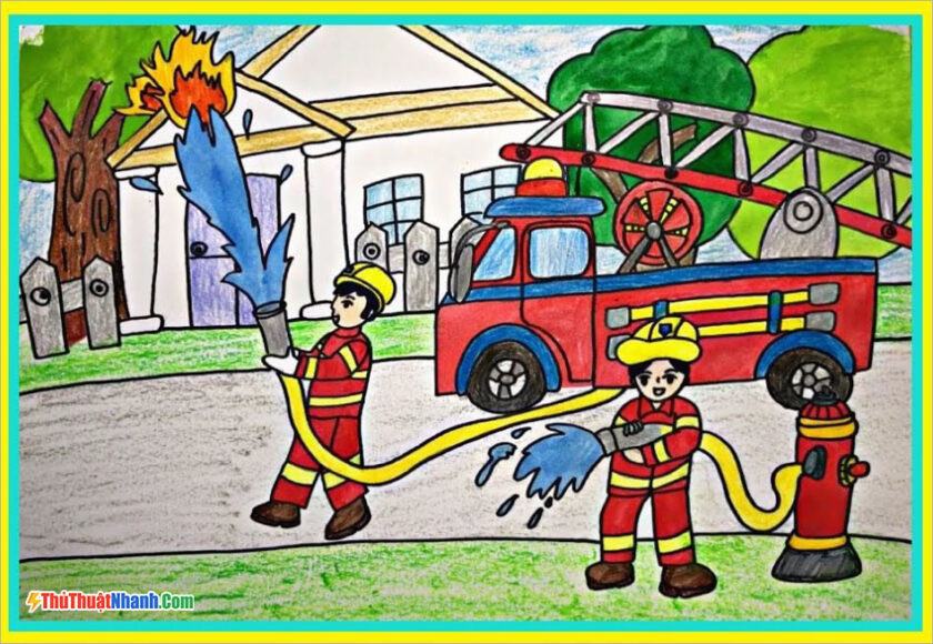 Em vẽ ước mơ làm lính cứu hỏa