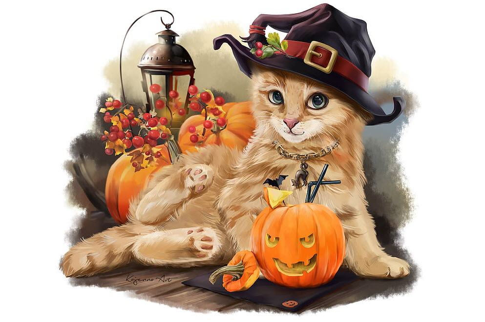 Vẽ chú mèo Halloween cực xinh
