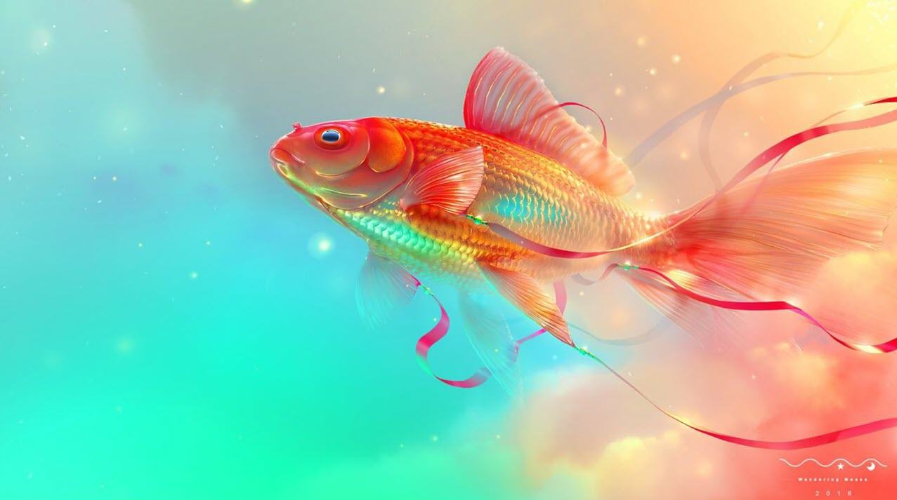 Hình nền cá vàng 3D cực đẹp cho desktop