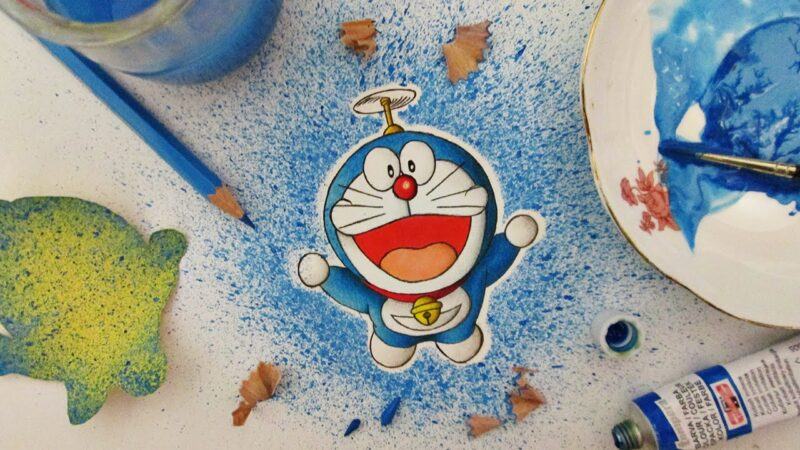 Vẽ Doraemon bằng bút màu đẹp nhất