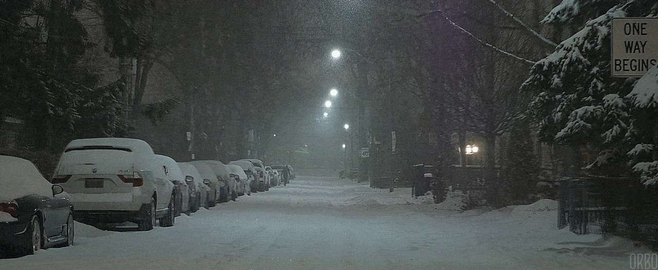 Hoạt hình tuyết rơi dày đặc trên đường