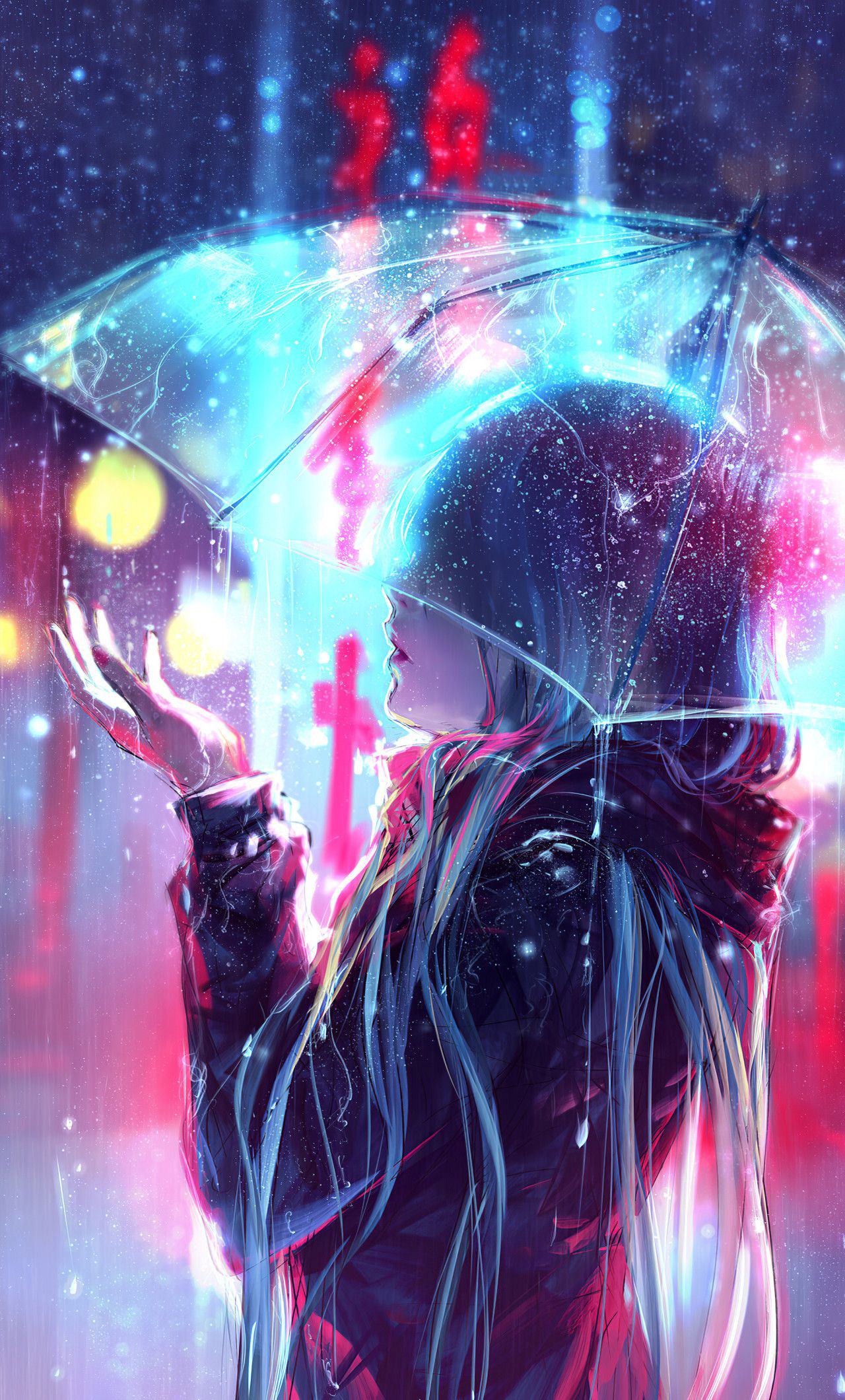 Anime cô gái khóc dưới mưa