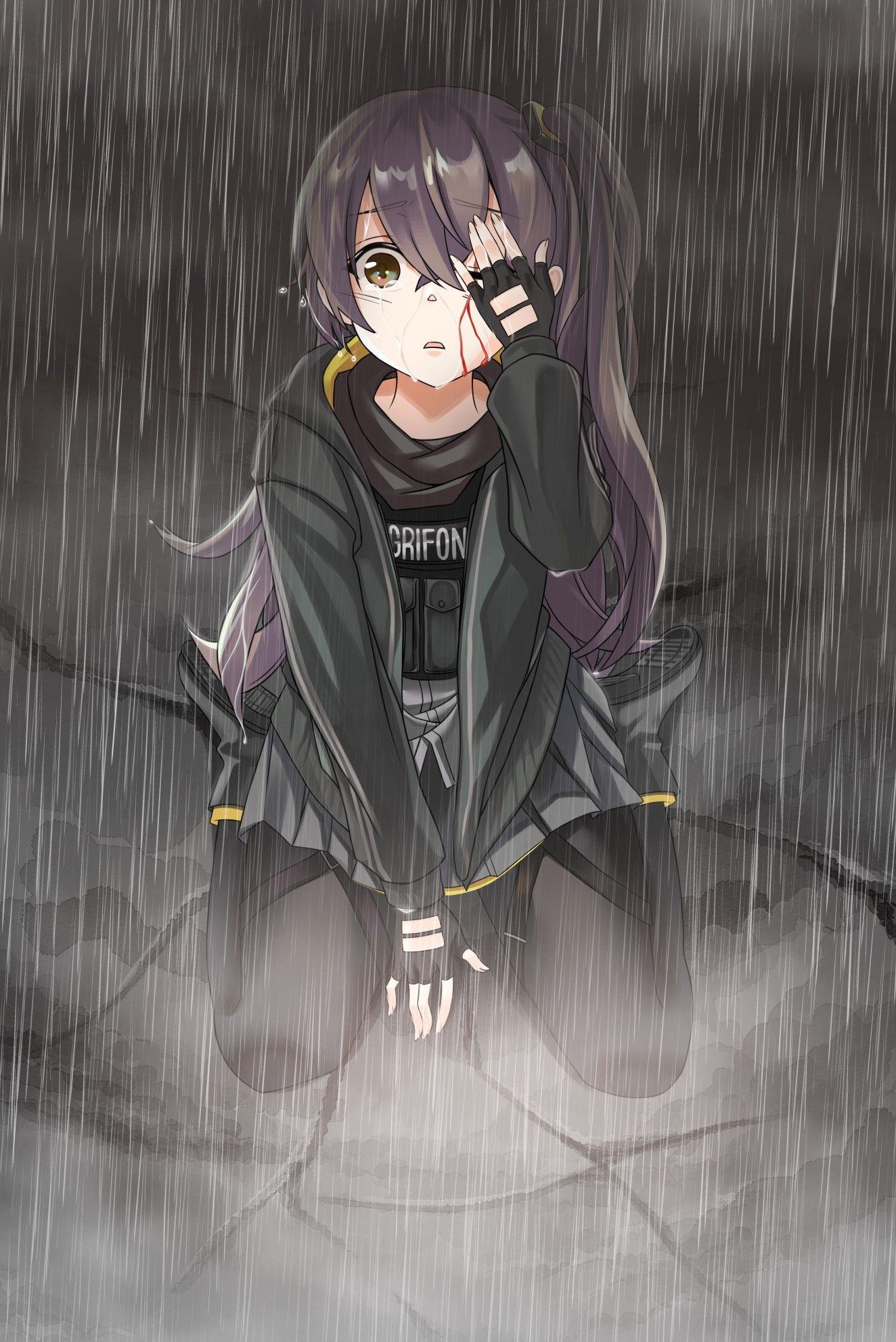 Hình ảnh anime buồn khóc dưới mưa