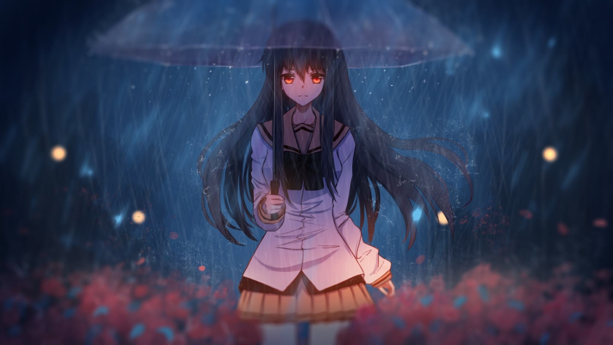 Hình nền anime mưa buồn cô đơn tuyệt đẹp
