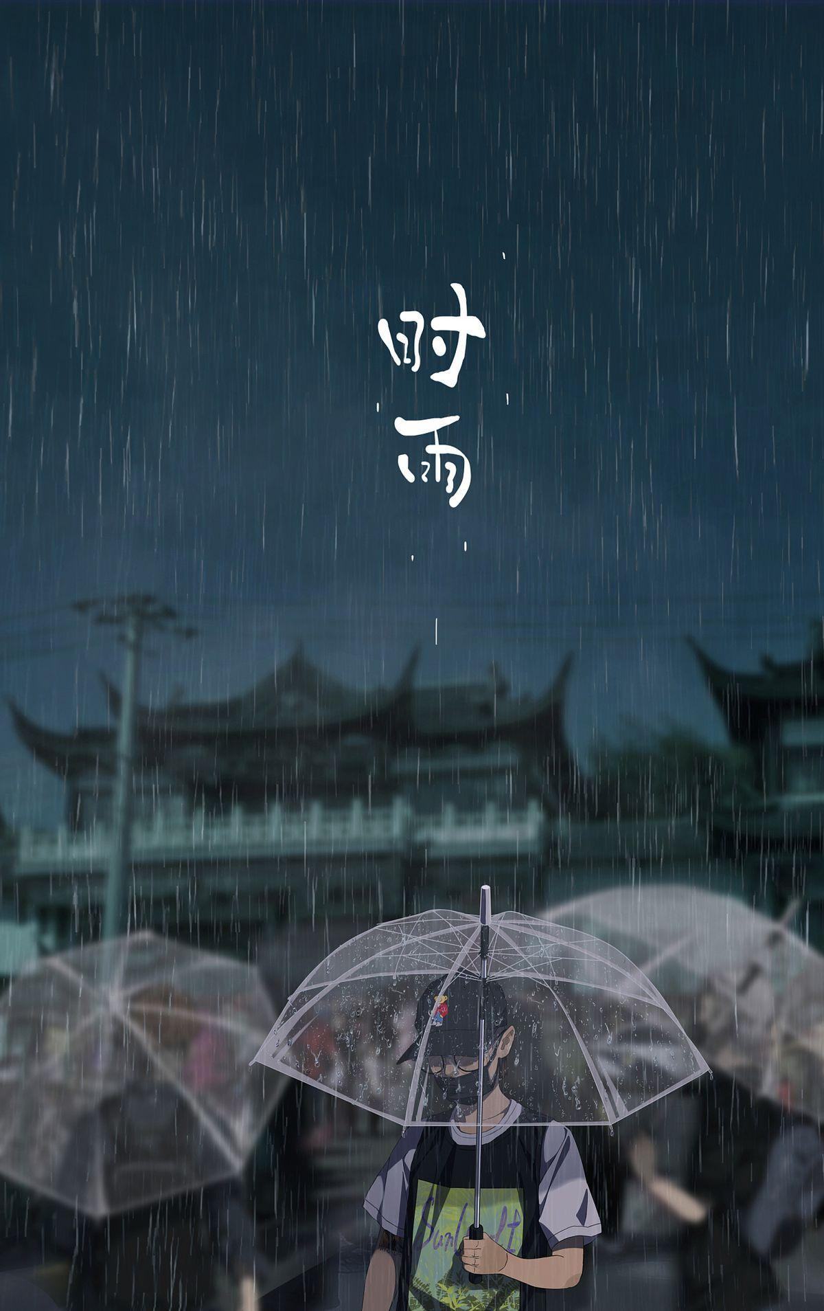 Hình ảnh anime boy buồn, đau trong mưa