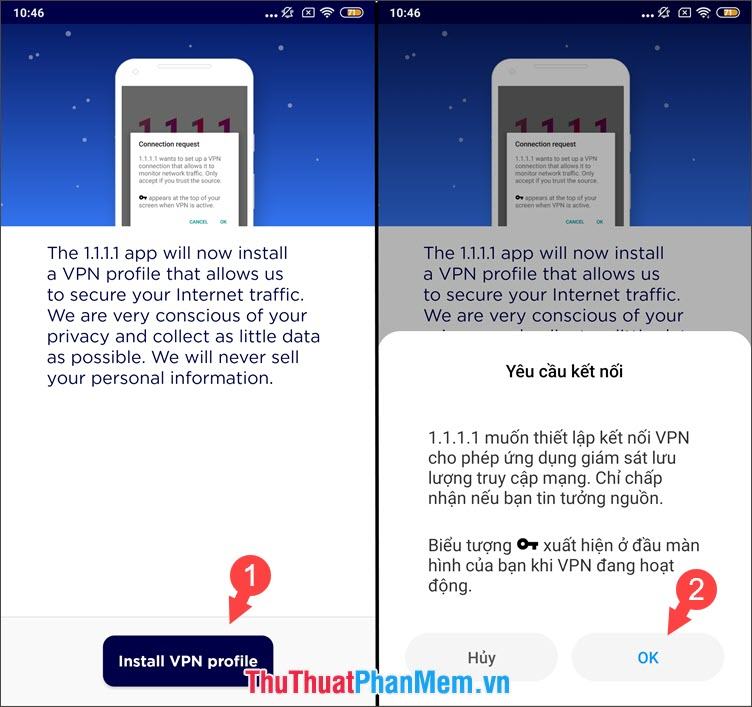 Chọn Cài đặt cấu hình VPN rồi bấm OK