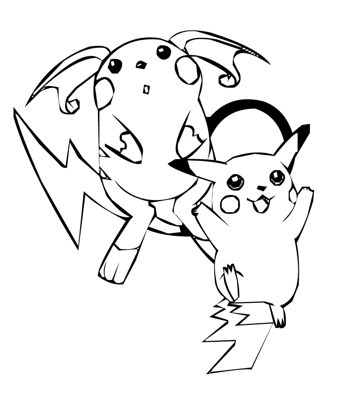Tranh tô màu cặp đôi Pikachu