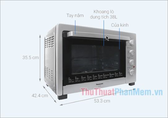 Kích thước lò nướng Panasonic NB-H3800SRA 38 lít