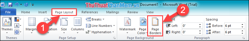 Chọn thẻ Page Layout - Select Page Borders