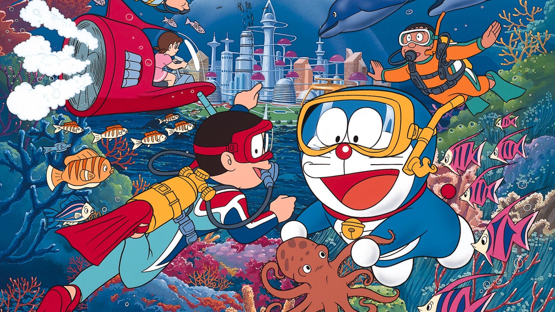 Hình nền Doraemon thám hiểm đại dương