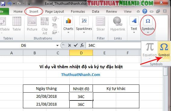 Dung thu vien Symbol de viet do C trong Excel