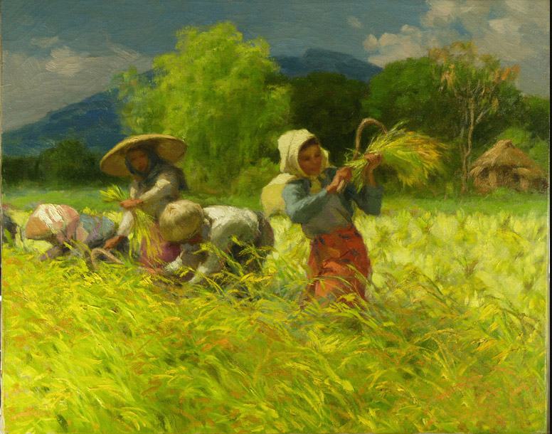 Tranh sơn dầu người gặt lúa