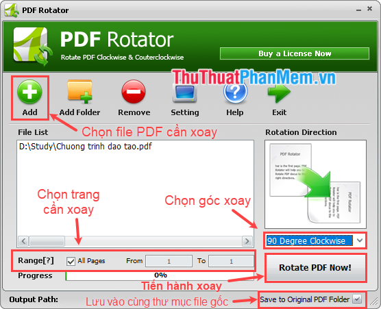 Xoay file PDF bằng phần mềm PDF Rotator