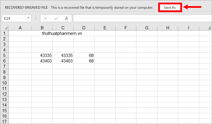 Chọn Save As và chọn vị trí lưu file Excel muốn lấy