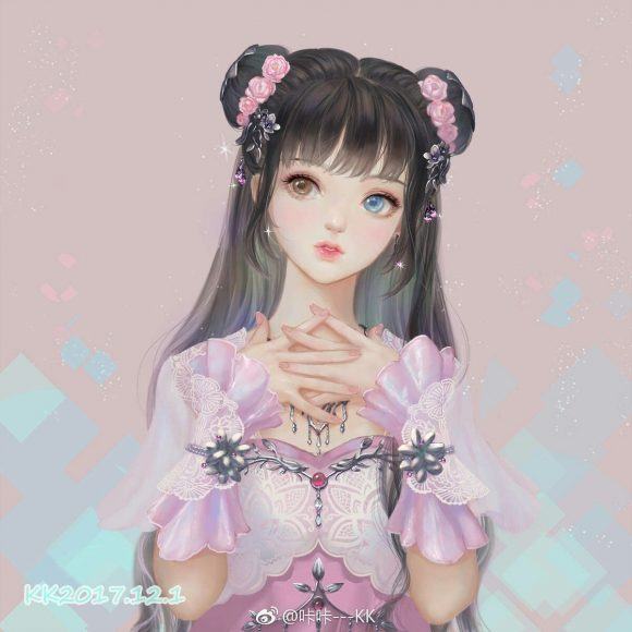 Hình ảnh công chúa anime váy hồng dễ thương