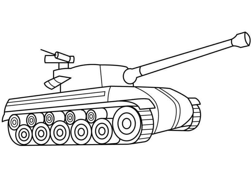 Mẫu vẽ xe tăng đơn giản cho bé tô màu