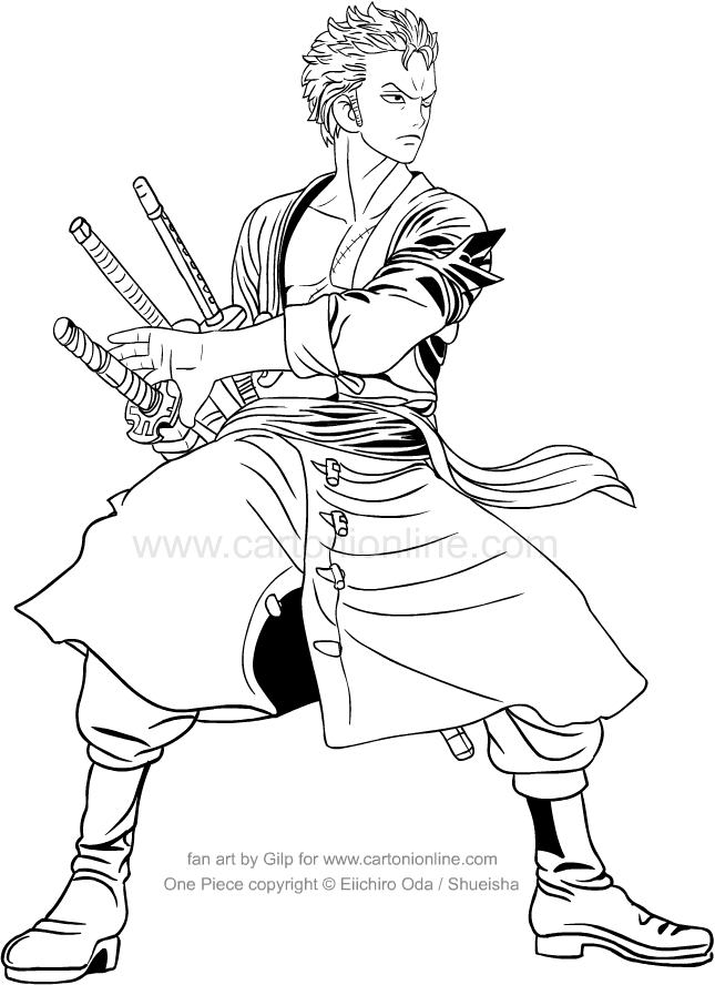 Tranh tô màu kiếm sĩ One Piece Zoro cực đẹp