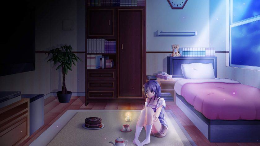 Hình ảnh anime ngồi một mình và suy nghĩ