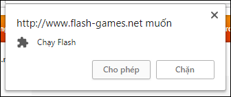 Thông báo hỏi bạn có muốn bật Flash không