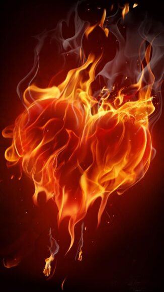 Hình nền ngọn lửa về trái tim cháy bỏng
