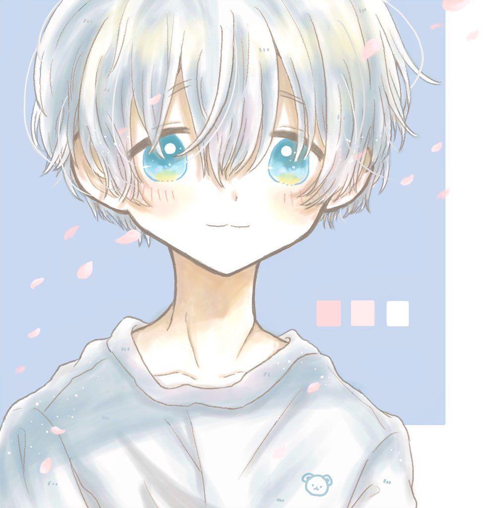 Hình ảnh anime nam tóc trắng dễ thương cho bé