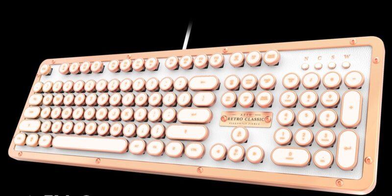 Hình ảnh bàn phím máy tính màu vàng hồng