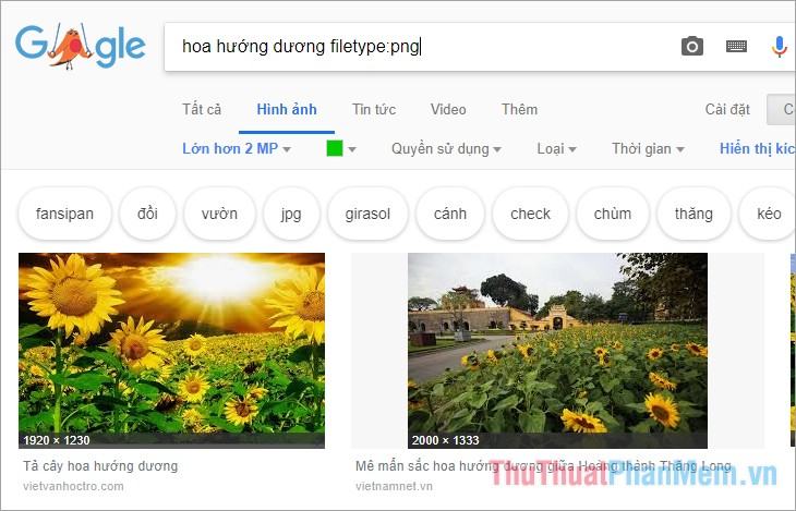 Nhập từ khóa tìm kiếm rồi nhập filetype:png