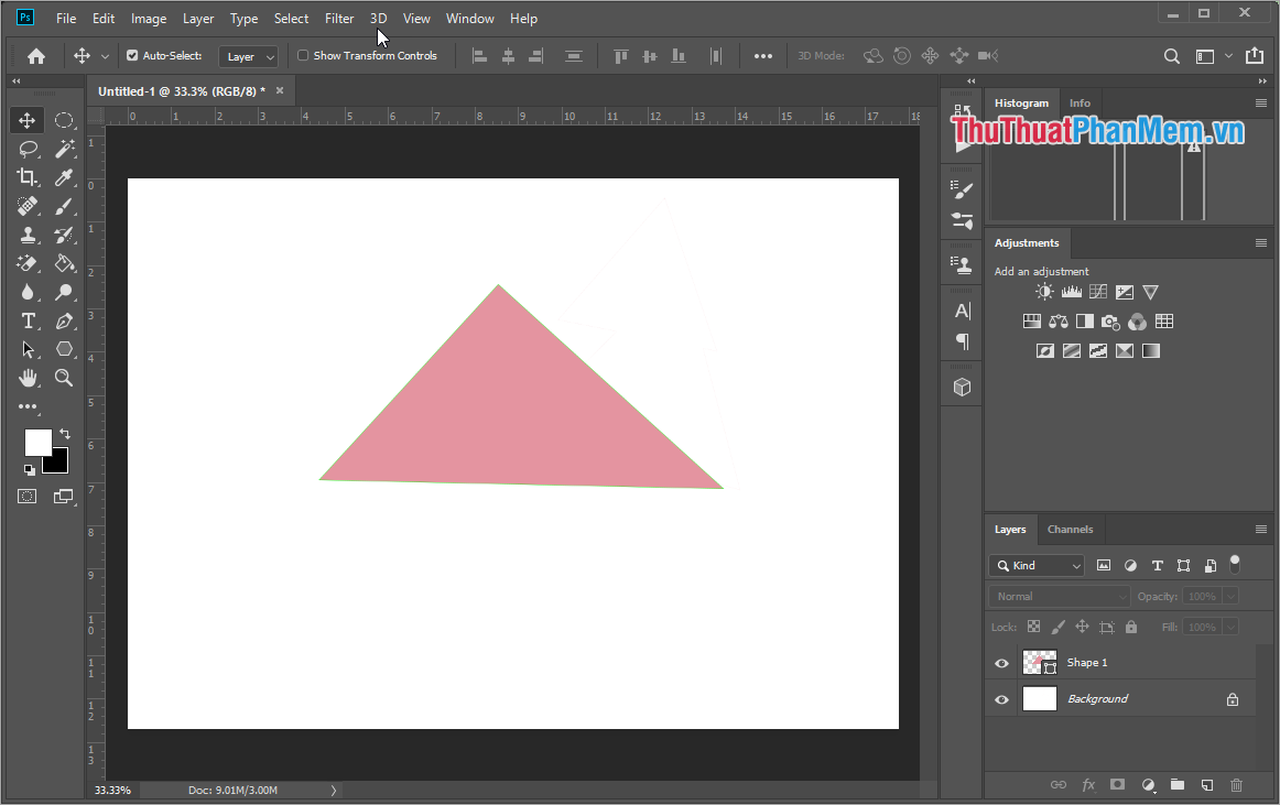 Hình tam giác được vẽ bằng Pen Tool