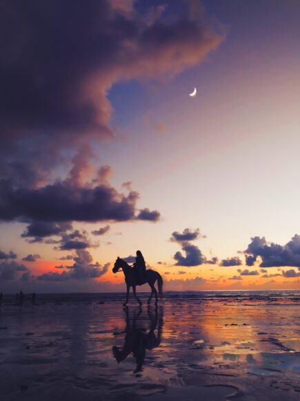 Hình nền người đàn ông cưỡi ngựa 4K trên bãi biển