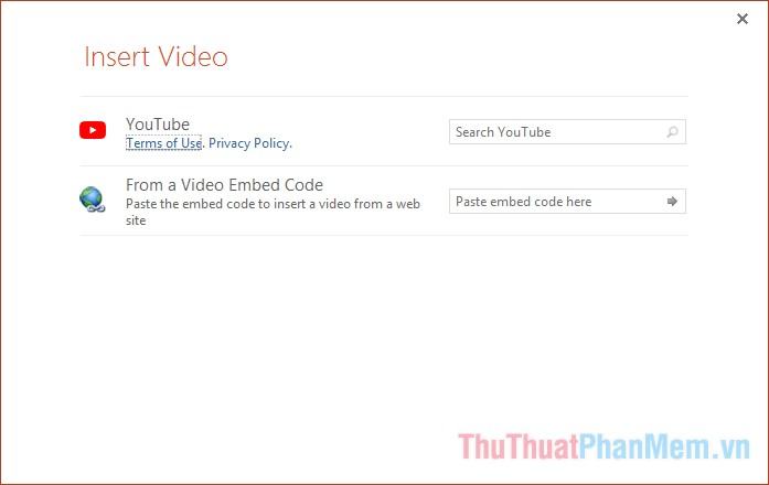 Tìm video trên Youtube hoặc sử dụng mã nhúng video